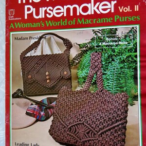 Libro de patrones vintage de The Macrame Pursemaker de Rose Brinkley #7301