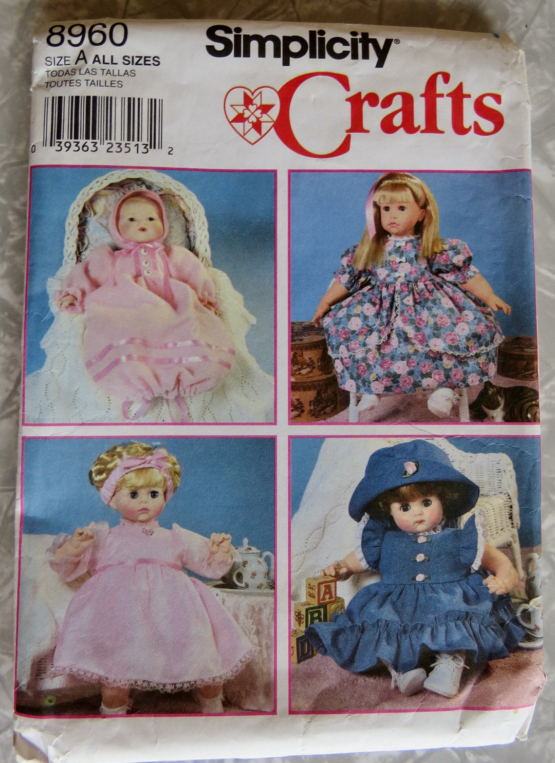 Simplicity Crafts 8960 Doll Clothes in 3 Sizes S 12-14