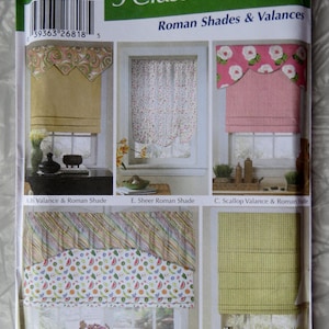 Simplicity 5476 Home Decorating 5 CLASSIC Roman SHADES & Valance Options, Window Treatments, UNCUT Ff Sewing Pattern 2003