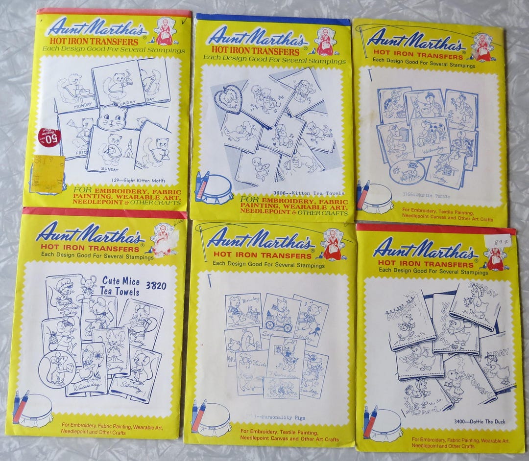 Aunt Martha's Hot Iron Transfers Embroidery U Pick: 129 + 3606 Kittens ...