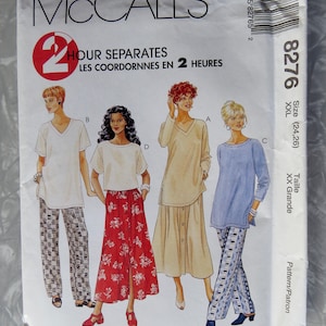 May include: A McCall's sewing pattern for separates, featuring illustrations of four different outfits. The pattern includes a variety of tops and bottoms, with sizes XXL (24,26). The cover has the text "2 Hour Separates" and "Petite-Able".