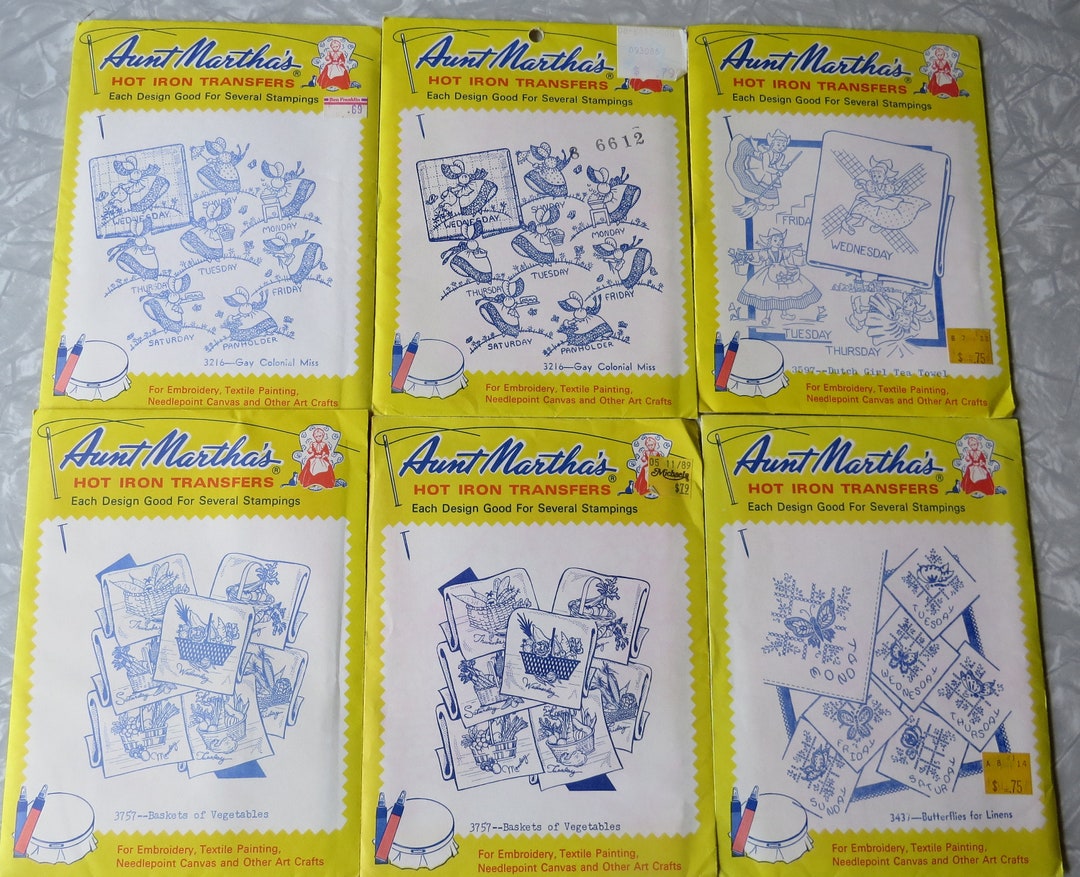 Aunt Martha's Hot Iron Transfers Embroidery Patterns Days Etsy