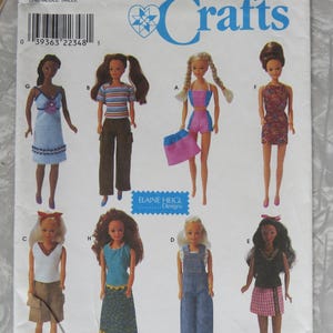Simplicity 8457 0685 Fashion Doll Clothes Barbie Bathing Suit Skirts Tops Dresses Overalls Shorts Pants UNCUT Sewing Pattern Elaine Heigl