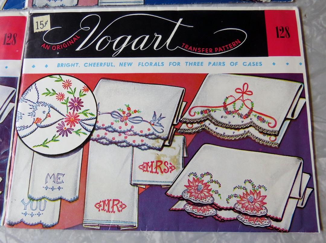 Iron Transfer Patterns Vintage Vogart Hot Iron Transfer Pattern 128 Bright Cheerful - Etsy