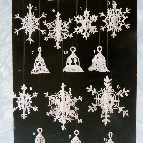 Crochet Snowflakes + Bells "Lacy Thread Accents for Wreaths Mobiles & Ornaments" 87E36 Pattern Booklet Original by Annie's Attic 1990