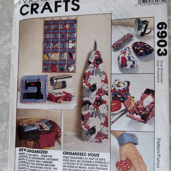 McCall's Crafts 6903 Sewing Accessories: Wall Organizer Ironing Board & Sewing Machine Covers Pincushions Travel Kit UNCUT Ff Sewing Pattern