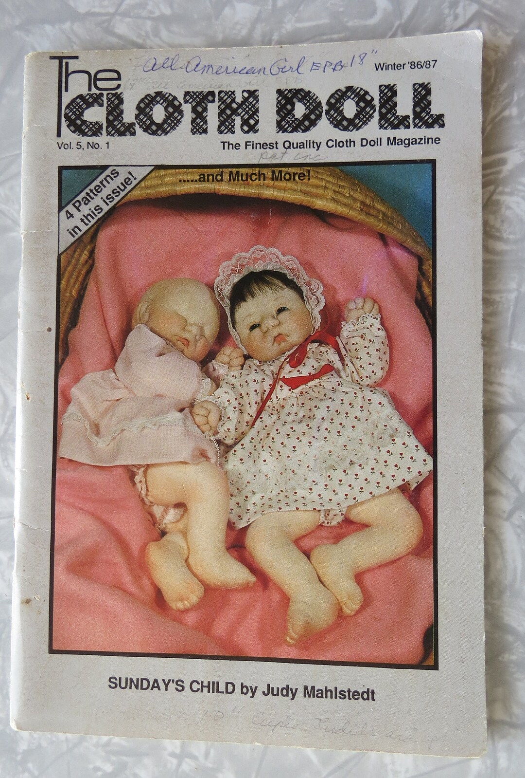 The Cloth Doll Magazine Winter '86/87 Patterns CUPIE DOLL Insert10 Boy