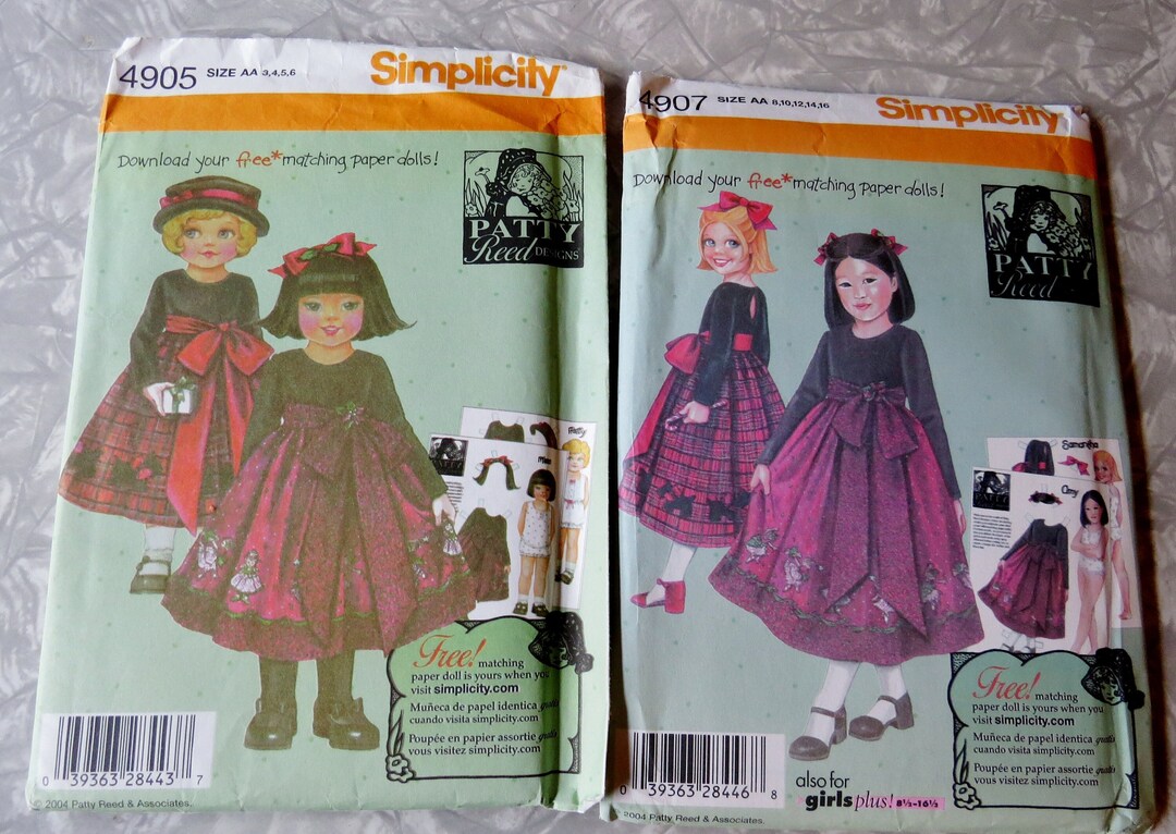 Simplicity Patty Reed 4905 Girls Sizes 2-6 OR 4907 Szs 8-16 Special ...