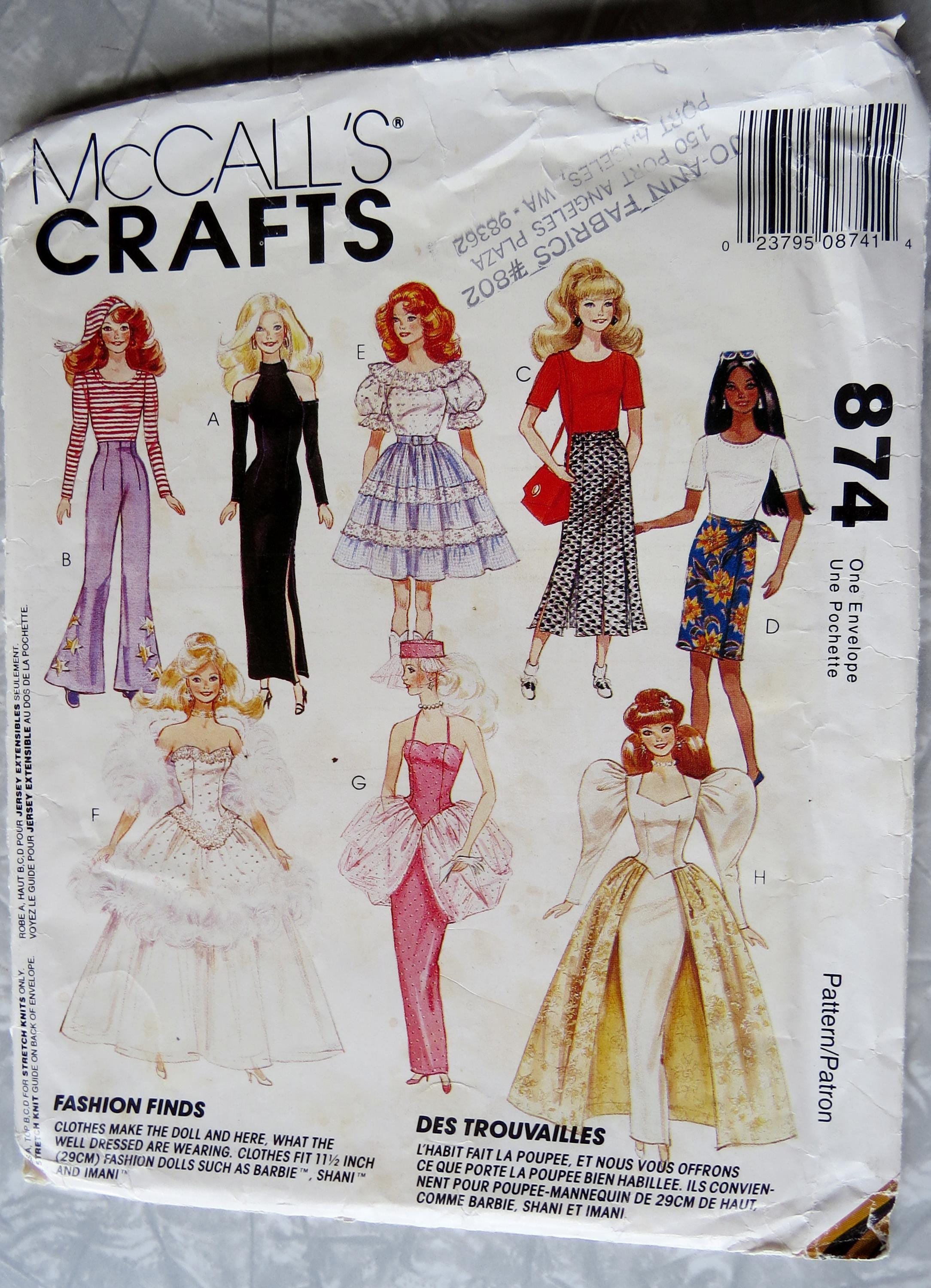 Mccalls barbie clothes patterns hotsell