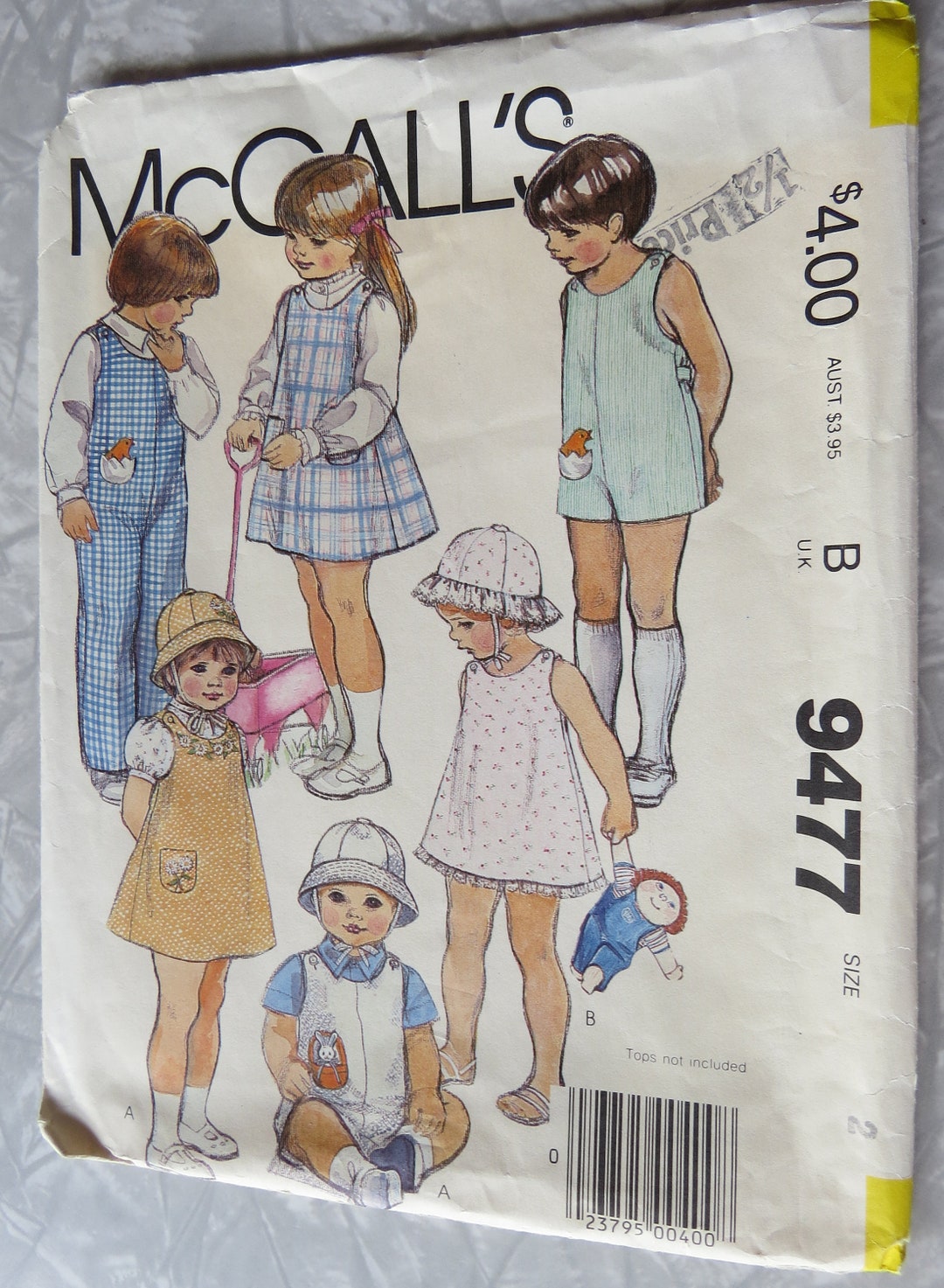 Mccall's 9477 Toddlers Jumper Jumpsuit in 2 Lengths, Sun Hat Stuffed ...