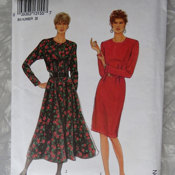 Simplicity 8053 It's SO EASY Sewing Pattern Misses Size A 8 10 12 14 16 18 20. Jewel Neckline Dress with Slim or Flared Skirt. UNCUT, Ff.