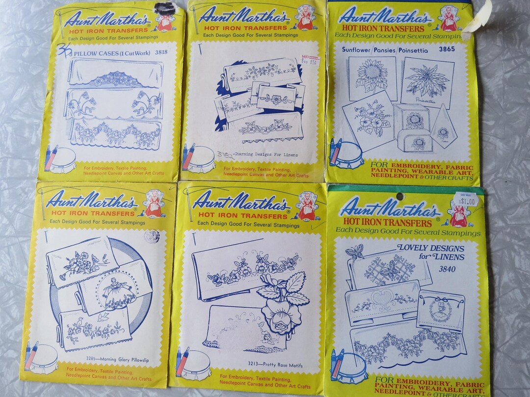 Vintage Aunt Martha's Hot Iron Transfer Embroidery Patterns -pick: 3818 ...