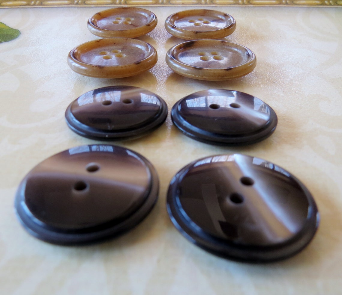 11 Vintage Coat Buttons 2 sets of 4 11/8 Brown Etsy