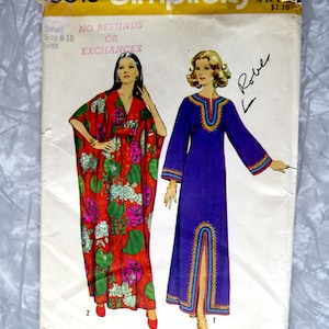 Vintage Simplicity 5315 Misses Caftans, Ankle Length Kimono Sleeves One Size & Size Small 8-10 B 31 1/2 - 32 1/2 1970's Sewing Pattern UNCUT