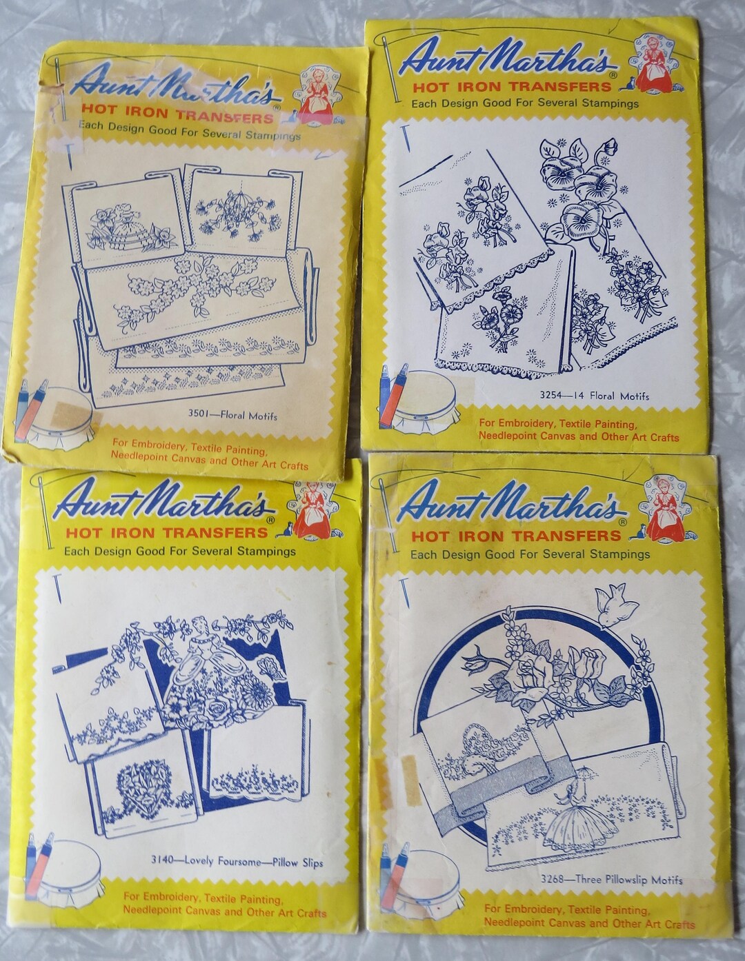 Vintage Aunt Martha's Hot Iron Transfer Embroidery Patterns -pick: 3501 ...