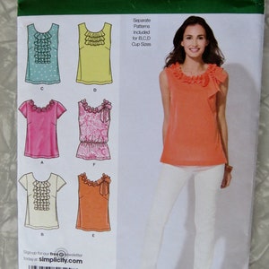 Simplicity 2599 Tops, Sleeveless and Cap Sleeves, Trim / Ruffle Options Misses Size D5 4 6 8 10 12 UNCUT FF 2009 Sewing Pattern