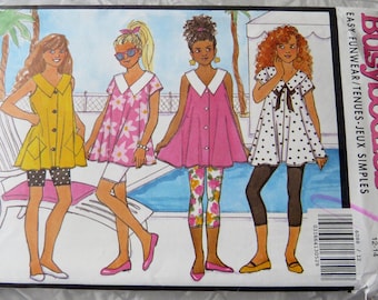 Butterick Busybodies Easy Funwear Pullover & Button Front Tops, Shorts, and Leggings Girls Sz 12-14 6088 1990's UNCUT Sewing Pattern