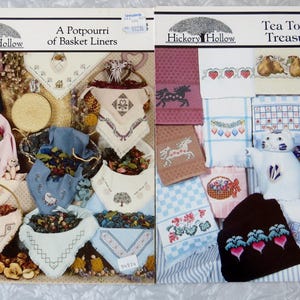 Tea Towel Treasury DS-64 OR A Potpourri of Basket Liners DS- Counted Cross Stitch Borders, Designs Hickory Hollow Leaflets