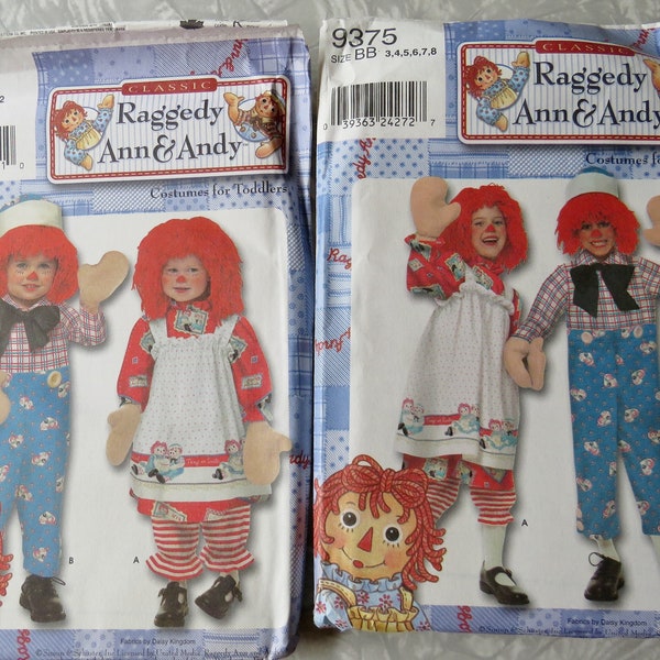 Simplicity 9375 0648 Raggedy Ann & Andy Costumes Girls Boys Toddler Size AA 1/2 1 2 Or Child BB 3 4 5 6 7 8 Sewing Pattern UNCUT Ff
