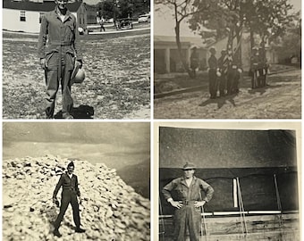 Set van 4 vintage foto's van soldaten uit de Tweede Wereldoorlog.