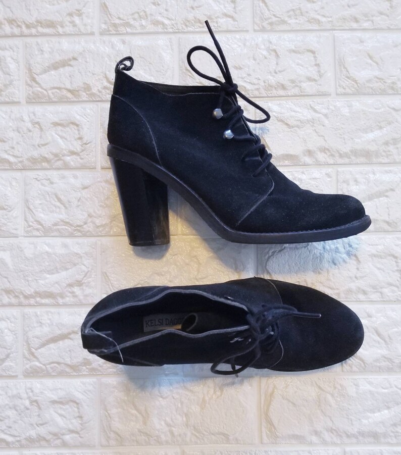 Vintage Chunky Heel Lace Up Booties Kelsi Dagger