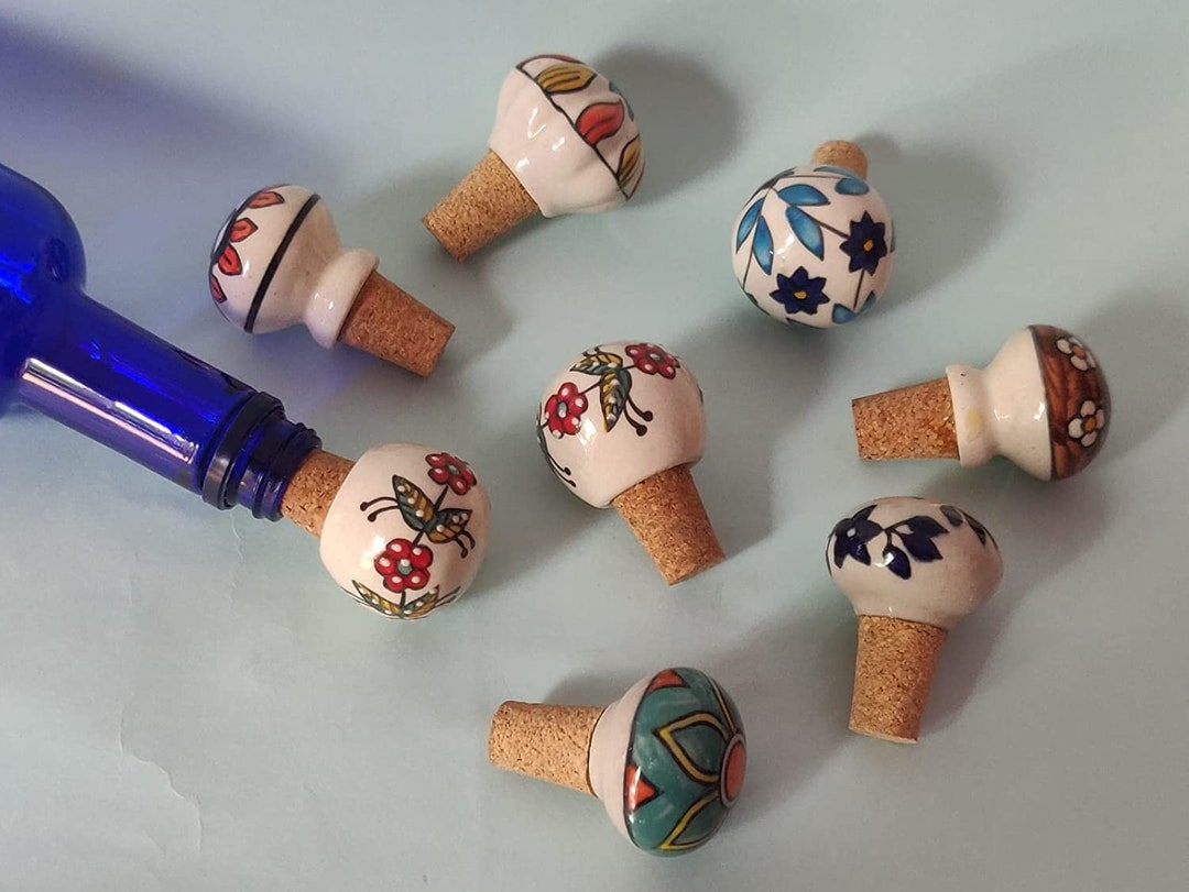 Colorful Ceramic Wine Bottle Stopper Assorted, Vintage Bottle Stopper, Bar Décor Perfect Gift
