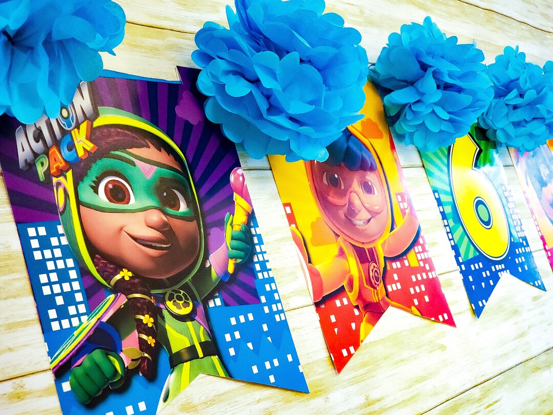 9' Action Pack Birthday Party Banner Etsy
