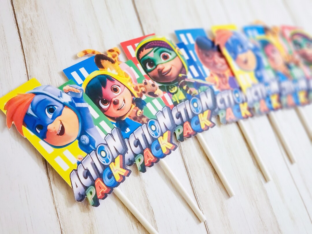 12pc Action Pack Birthday Party Cupcake Toppers Etsy