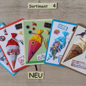 Card for starting school, starting school (sort. 4), 3D, customizable, various motifs, money/voucher/gift card