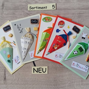 Card for starting school, starting school (sort. 5), 3D, customizable, various motifs, money/voucher/gift card