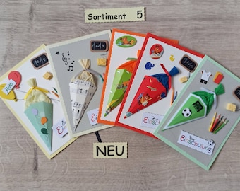 Karte zur Einschulung, Schulanfang (Sort. 5), 3D, personalisierbar, verschiedene Motive, Geld/Gutschein/Geschenk-Karte