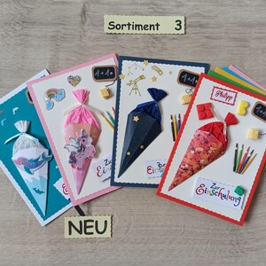 Karte zur Einschulung, 3D, Schulanfang (Sort. 3), personalisierbar, verschiedene Motive, Geld/Gutschein/Geschenk-Karte