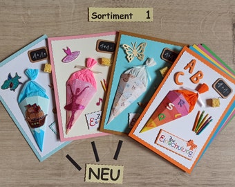 Karte zur Einschulung, 3D, Schulanfang (Sort. 1), personalisierbar, verschiedene Motive, Geld/Geschenk/Gutschein-Karte