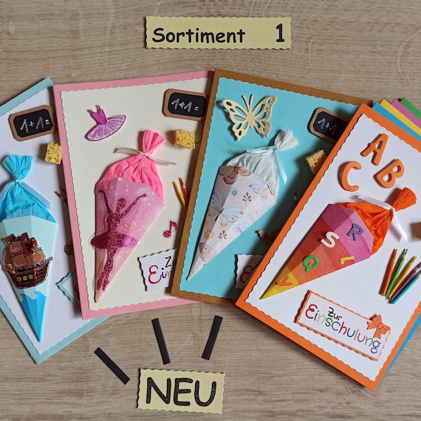 Karte zur Einschulung, 3D, Schulanfang (Sort. 1), personalisierbar, verschiedene Motive, Geld/Geschenk/Gutschein-Karte