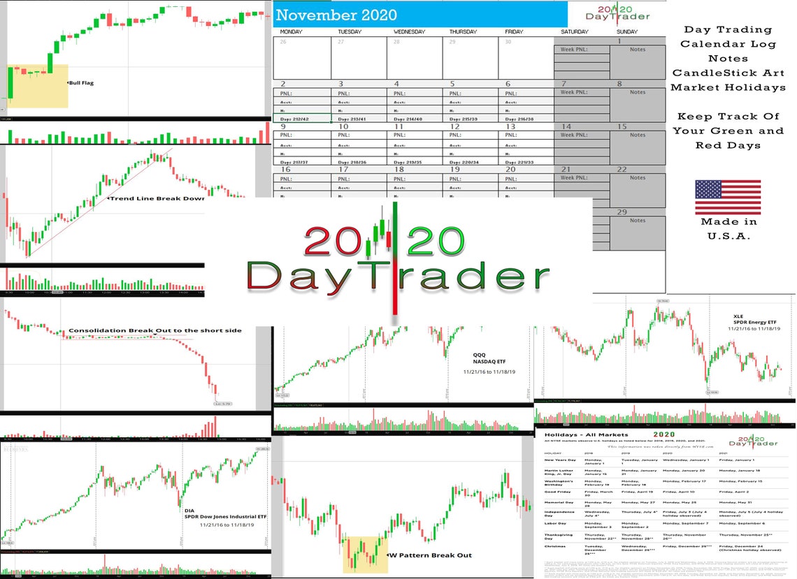 2020 Day Trader Calendar is a unique Stock Market calendar for Etsy