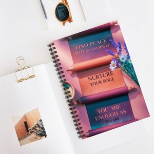 Inspirierendes Spiral Notizbuch für Self-Care, Motivations Journal, Geschenk für Studenten, Mindfulness Notebook, tägliche Planer, Therapie Journal