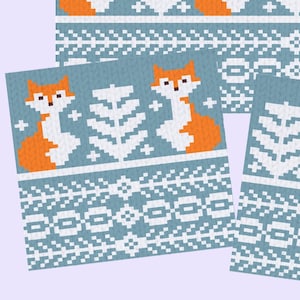 Adorable renard à tricoter, jacinthe des bois, animaux des bois scandinaves en tricot, lot de 4 grilles