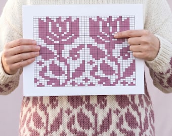 Fair Isle Flower Knitting Pattern: Stranded Colorwork Sweater