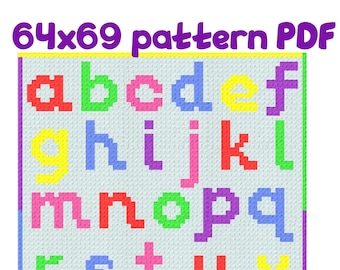 Alphabet crochet baby blanket corner to corner _ Blocks 64 x 69