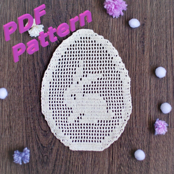Beginner crochet pattern for Easter pot holders, bunny round Easter doily pattern _SAMPLE of filet basics_English_US Terms