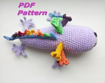 Rainbow axolotl crochet pattern, easy amigurumi animal_PDF download