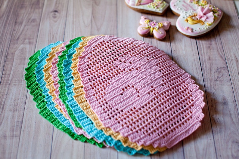 Crochet patterns free placemat doilies easter knitting egg Etsy