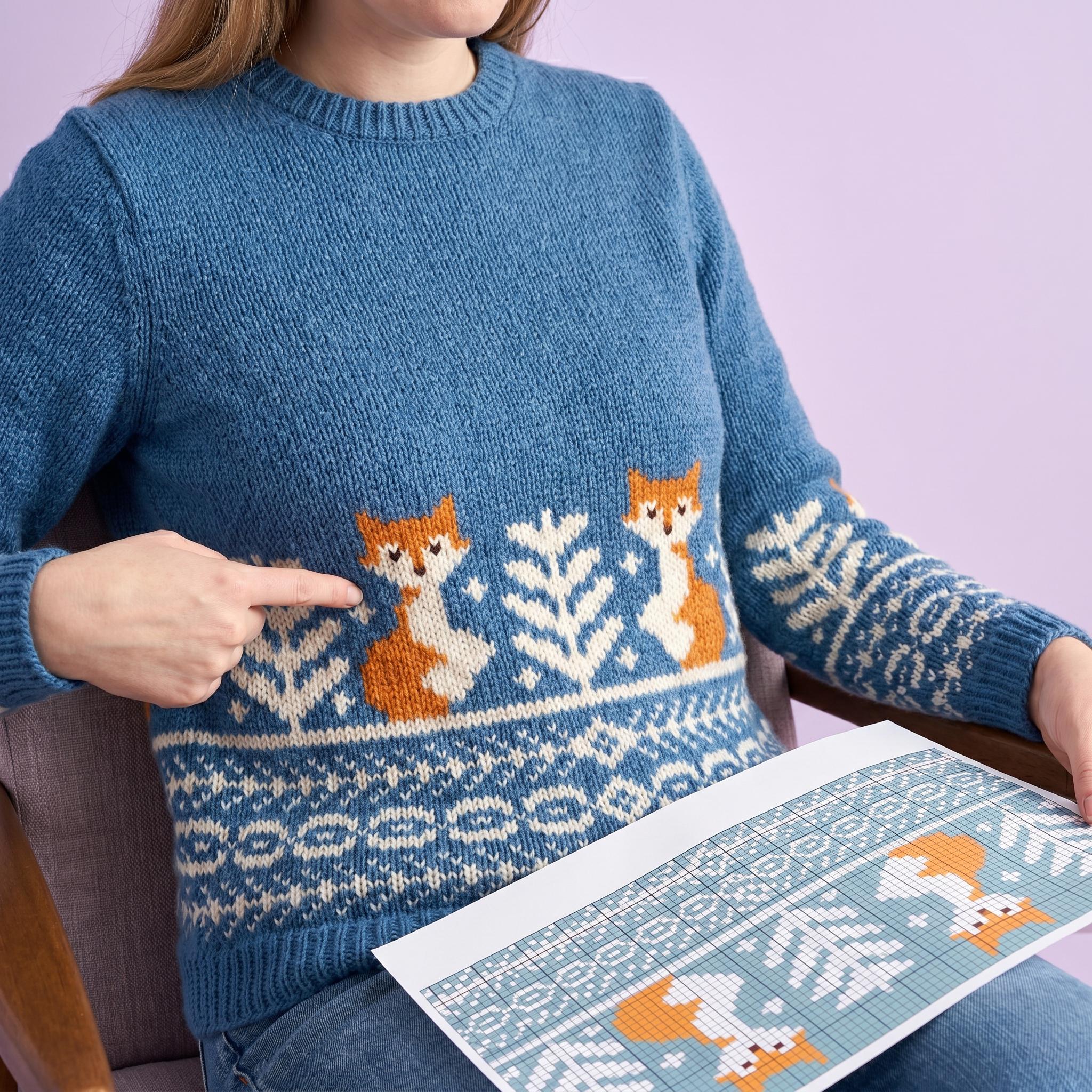 Fair Isle Fox Knitting Pattern: Scandinavian Stranded Charts (set