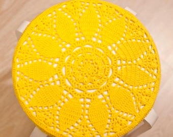 Crochet Stool Cover Pattern, Textured Seat Cushion, Modern Farmhouse Style (PDF Download)