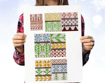 Easy Scandinavian knitting patterns, fair isle charts, Norwegian stranded knitting pattern