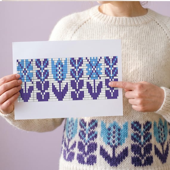 Fair Isle Spring Flower Knitting Pattern: Stranded Colorwork (PDF