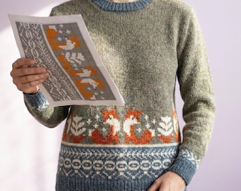 Fair Isle Fox Knitting Pattern: Scandinavian Woodland Motifs (set