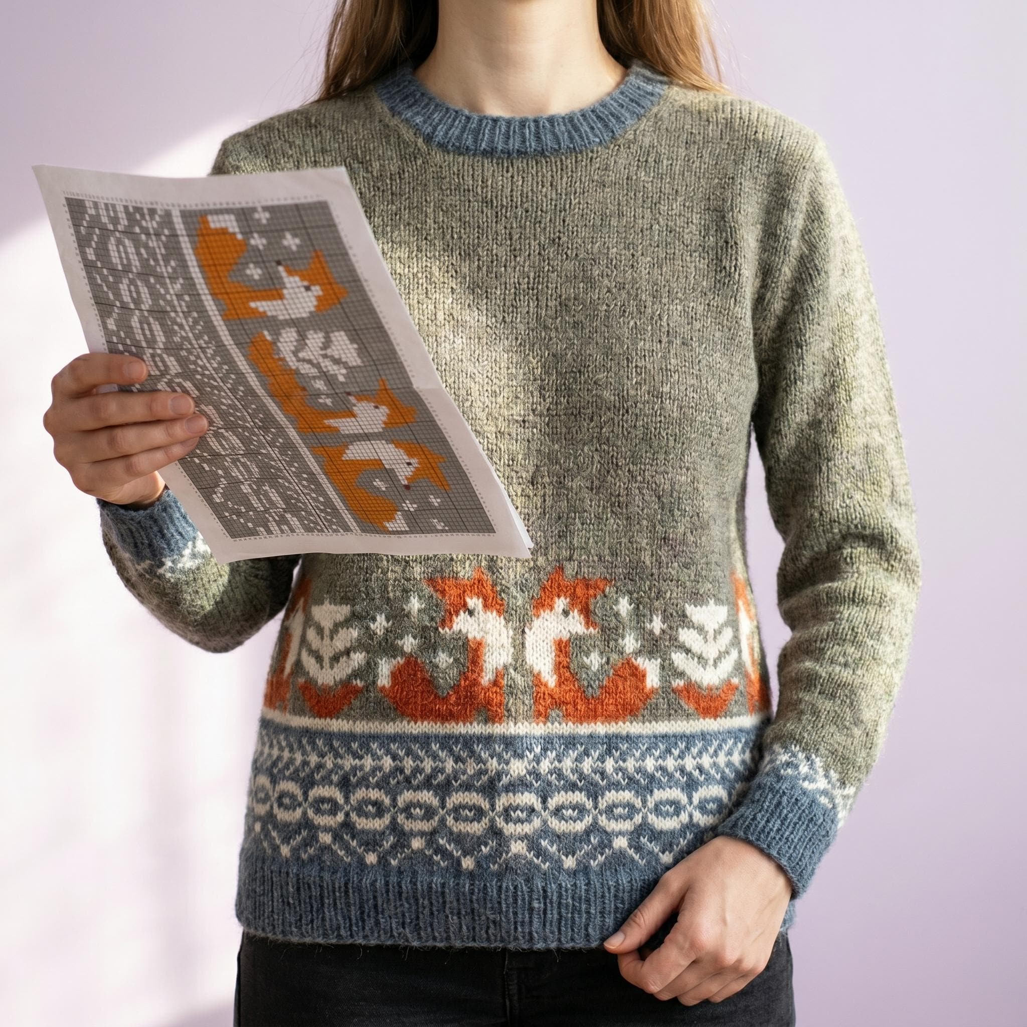 Fair Isle Fox Knitting Pattern: Scandinavian Woodland Motifs (set