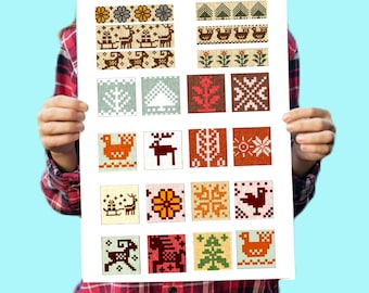 Scandinavian knitting patterns, fair isle charts, Norwegian stranded knitting pattern