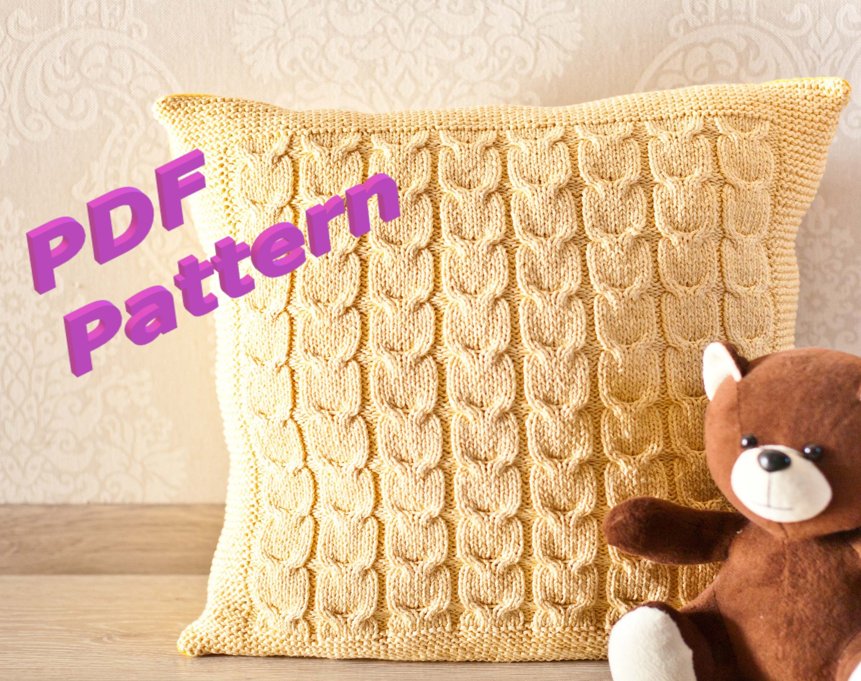 Aran knit pattern Knit pillow patterns Cushion pattern Etsy